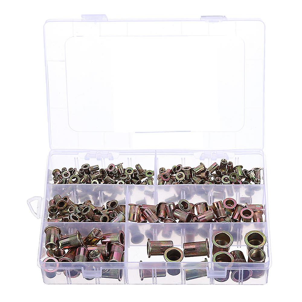220Pcs M3/m4/m5/m6/m8/m10 Zinc Plated Rivet Nut Threaded Countersunk Head Insert Nut Tool Kits