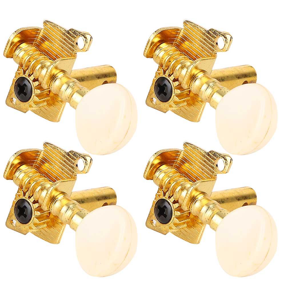 2L 2R Gold Ukulele String Tuning Pegs Locking Tuners With White Buttons