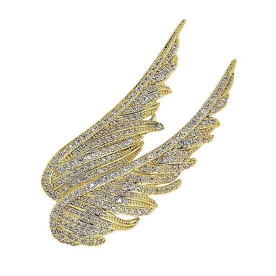 Shining Rhinestones Brooch Pin Fine Workmanship Polishing Collection Angel Wings Elegant Feather