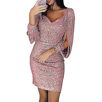 knee length glitter dress One-Shoulder Knee-Length Cocktail Dress with Sequins PromGirl