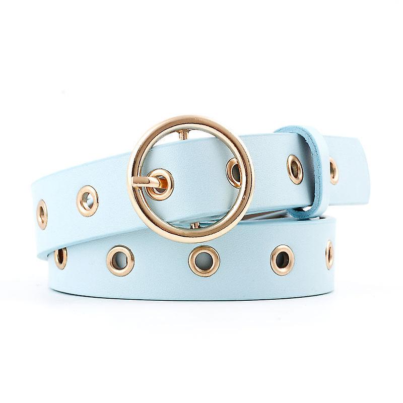 女性用ベルトファッショナブルなオールマッチレディースエアホールベルトトレンディな女性用ベルトシンプルラウンドバックル学生装飾バンド