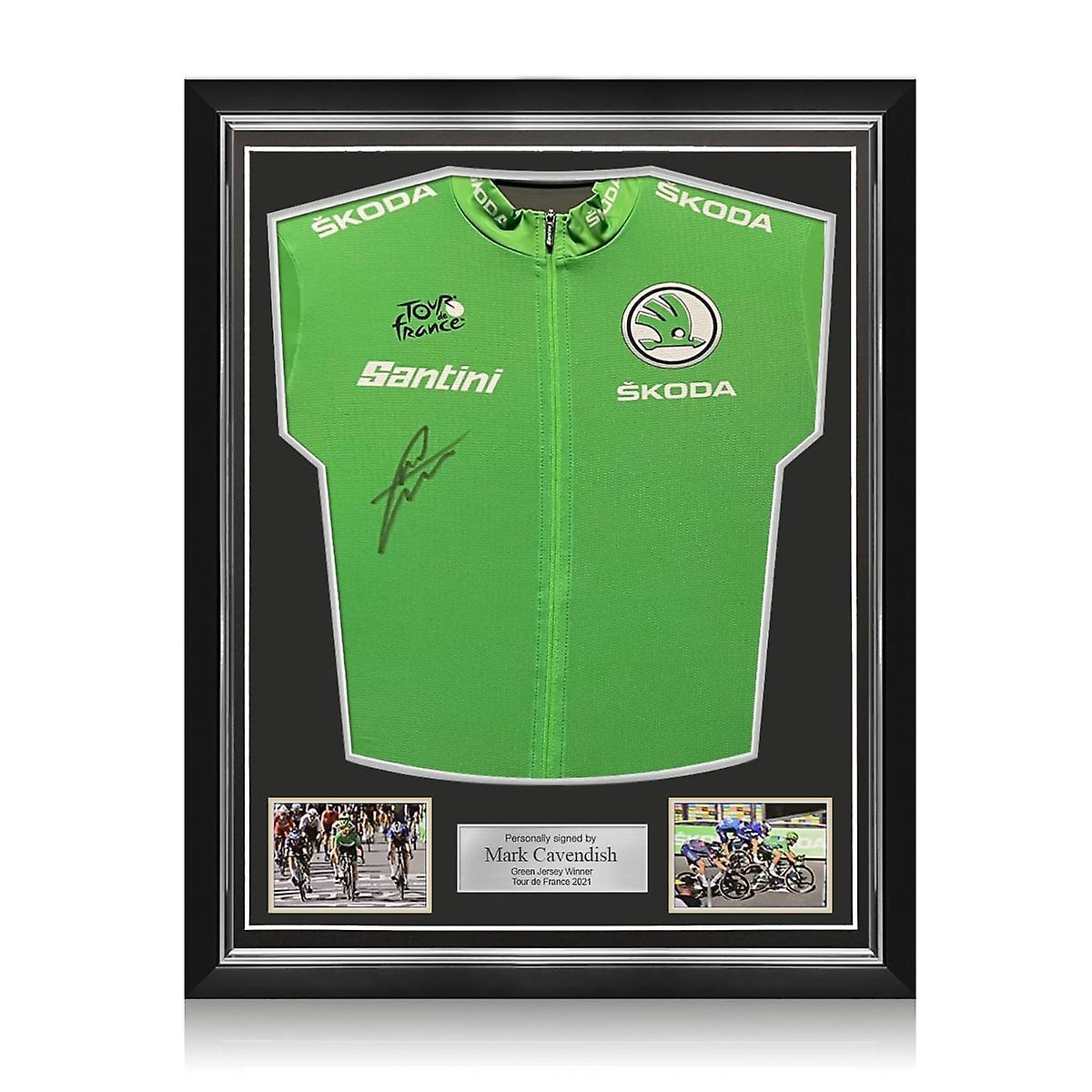 Mark Cavendish Signed Tour De France Green Jersey. Superior Frame