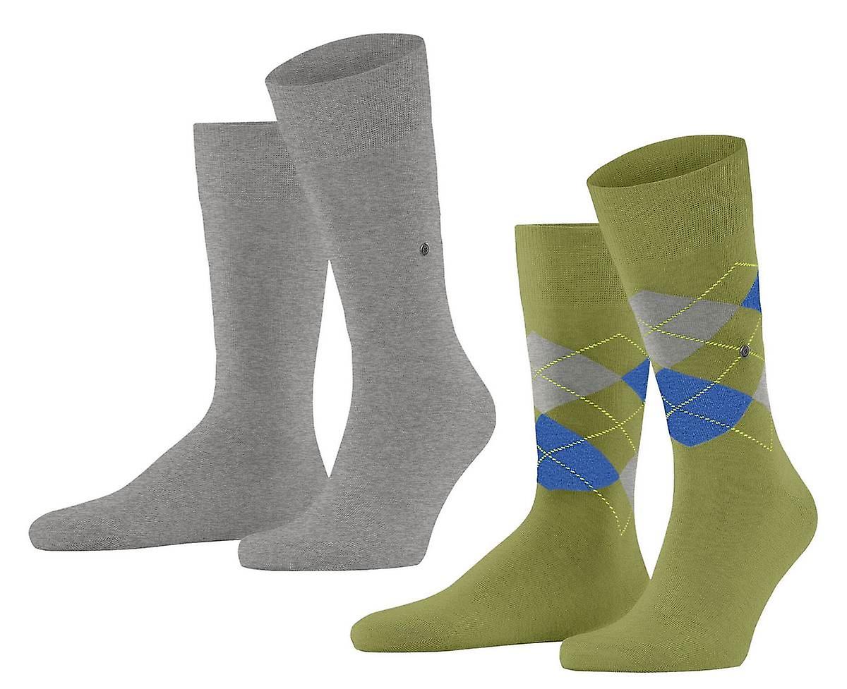 Burlington Everyday Argyle Mix 2-Pack Socks - Moss Green/Grey