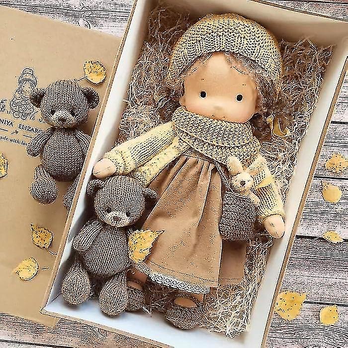 Handgemachte Waldorfpuppe, handgemachte gestrickte Puppe handgemachte Plüschpuppe, Weihnachts-Waldorfpuppe, Weihnachtsgeburtstagsgeschenk Mädchen