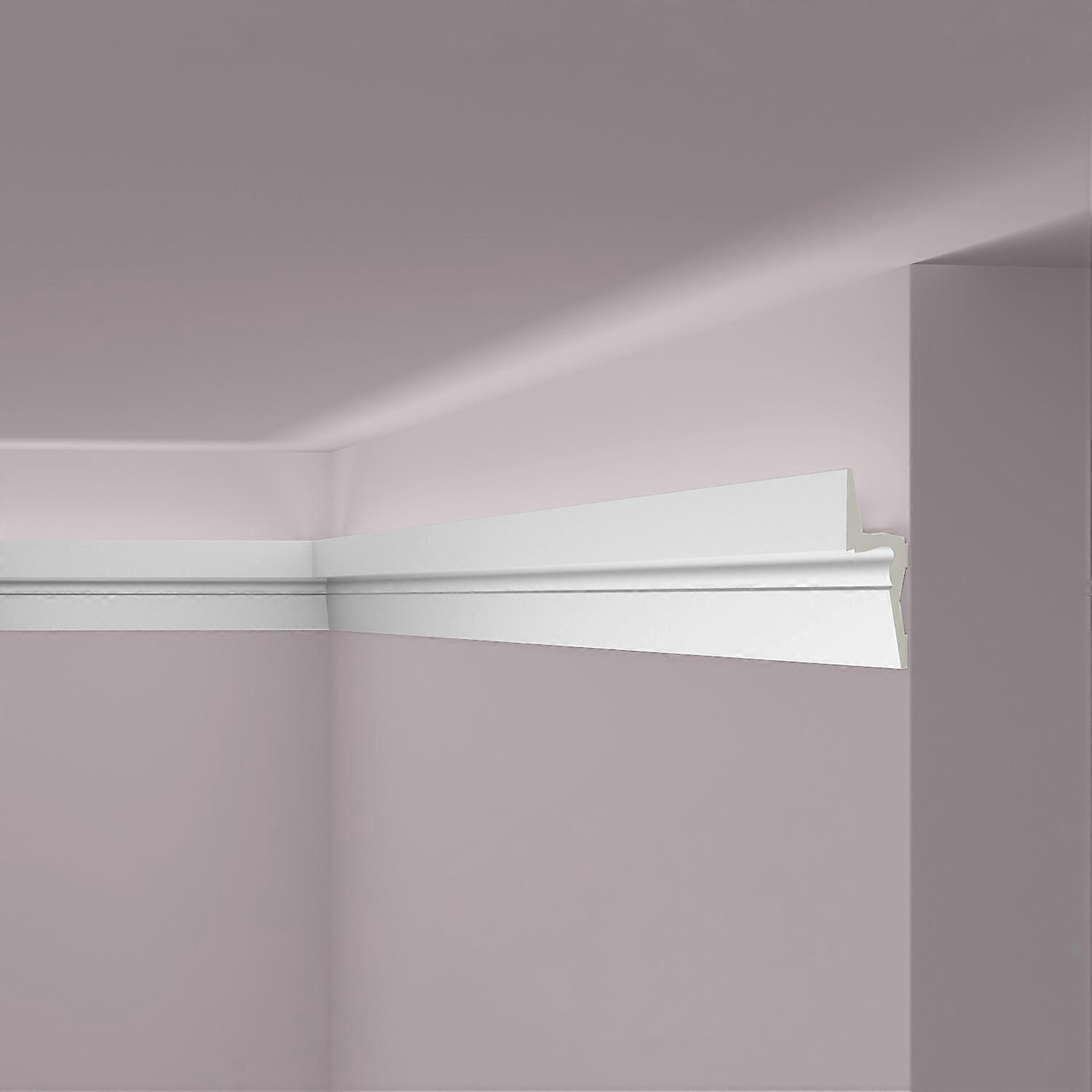 NMC 1 x Corniche IL9 MEMORY ARSTYL 200 cm x 5 cm x 15 cm blanc Mousse de polyuréthane rigide prétraité léger, solide, indéformable approprié pour l'éc