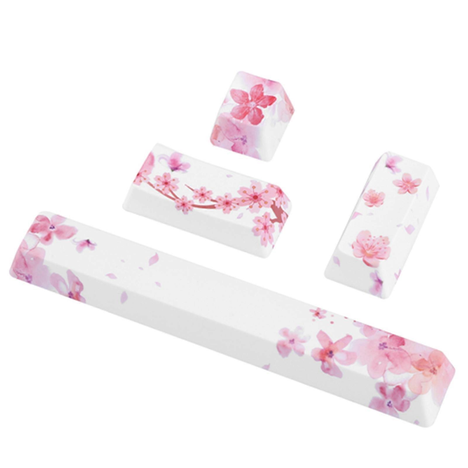 DIY 4Pcs Sakura Pattern PTB Keycaps for Mechanical Keyboard Set