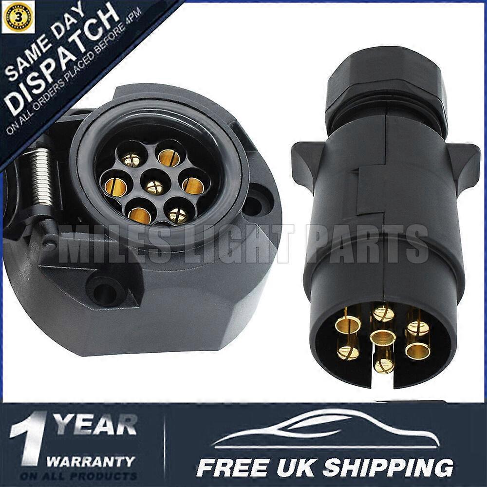 7 pin 12V Towing Electrics Plug Towing Socket Trailer Caravan Adapter Connectors