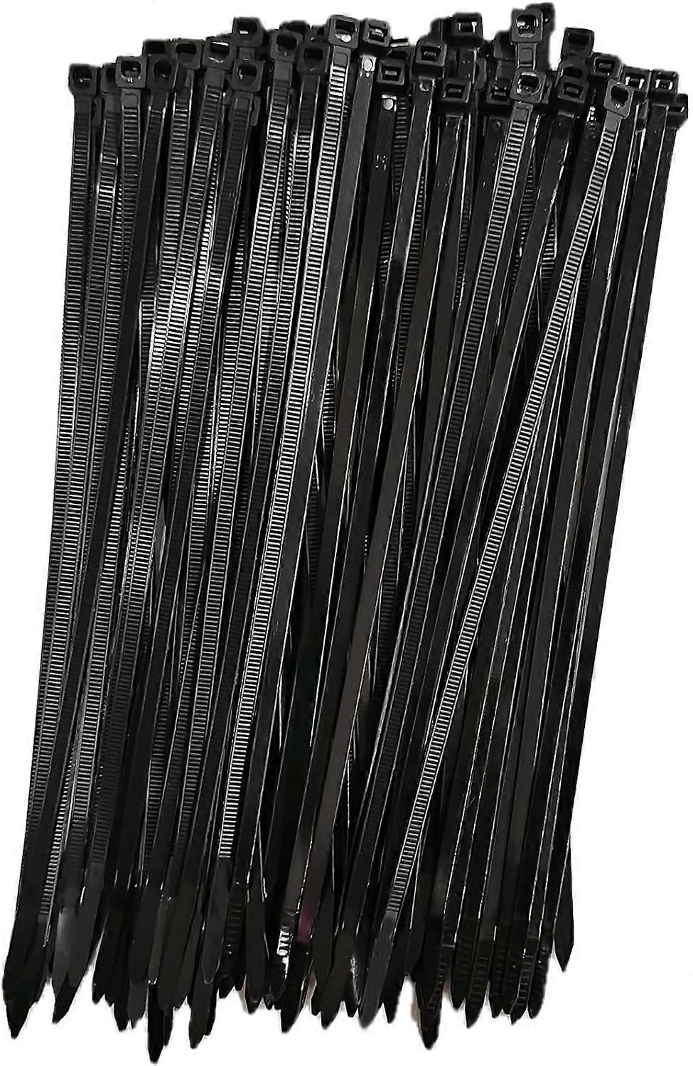 Plastic Reusable Cable Ties, 250mm x 7.6mm, Reusable Cable Ties, Rilsan Nylon Cable Ties, 250mm Cable Ties, Black, Pack of 100 Pieces