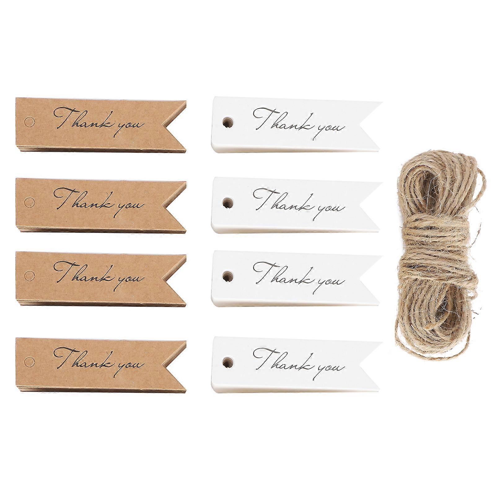 400Pcs Danke Tags mit String Kraft Papier Karten Geschenk Tags Weiß Braun Handwerk
