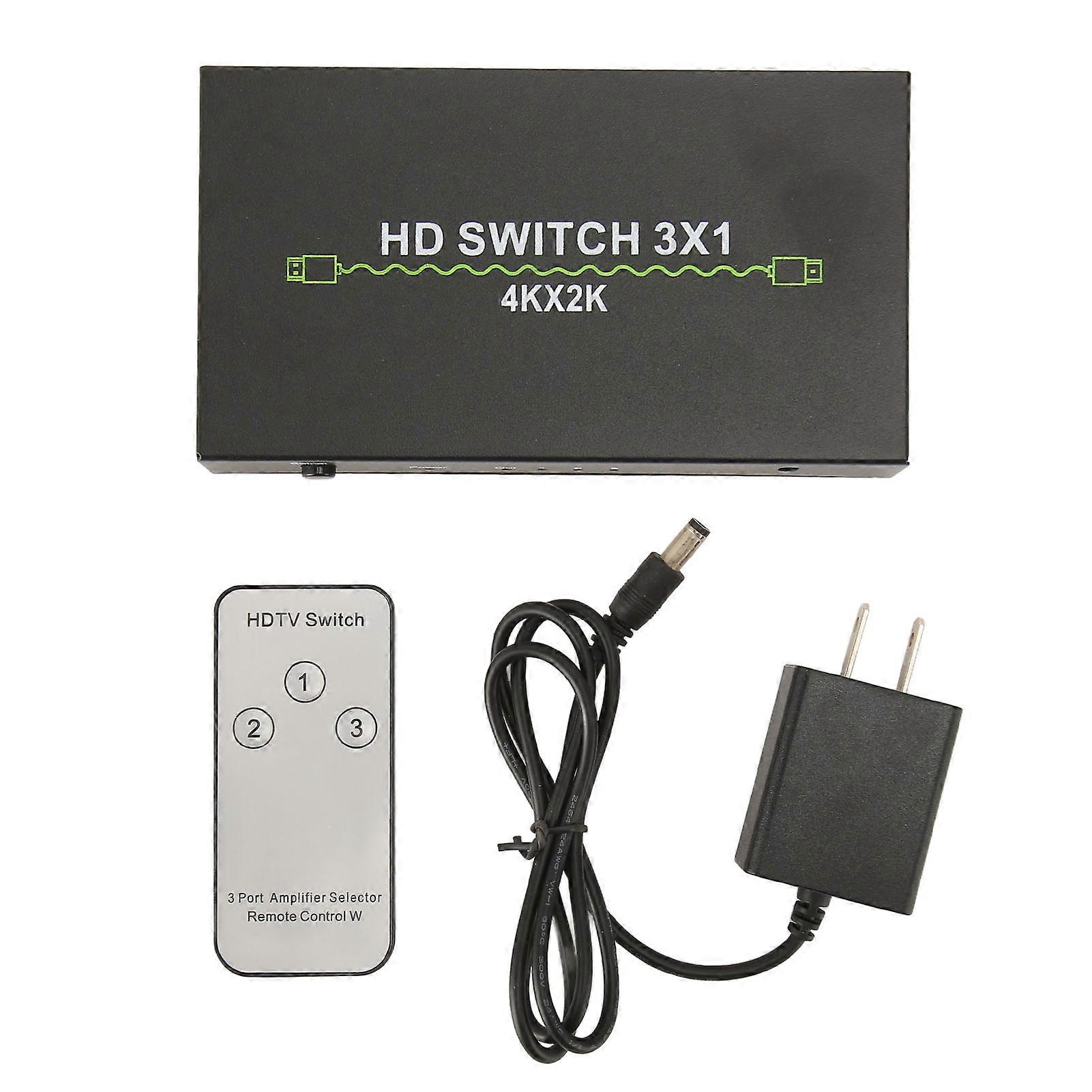 HD Multimedia Interface Switch 3 in 1 Out 4K Support 3D Video Switcher Selector for Set Top Box Laptop TV 100?240V US Plug