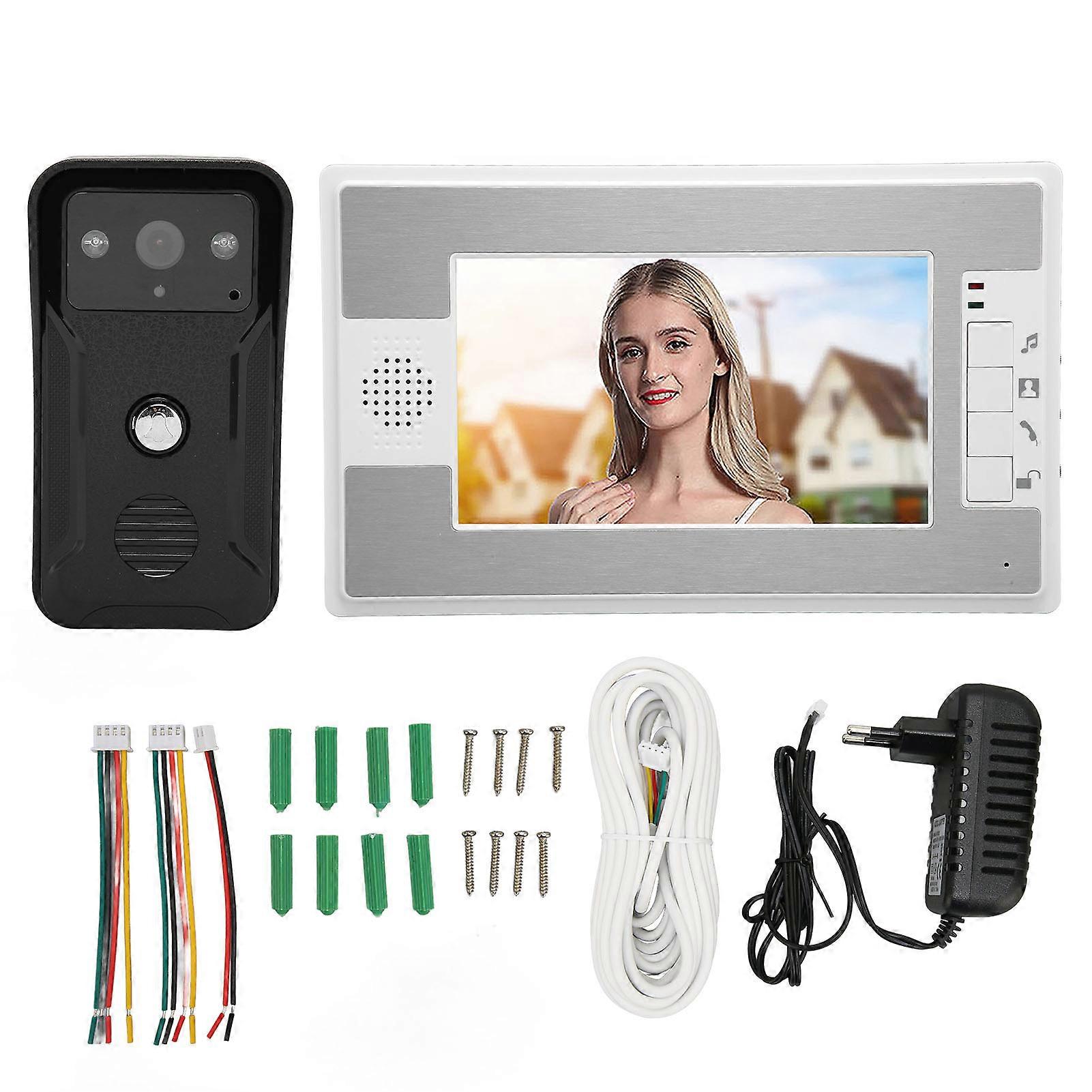 Video Door Phone Doorbell 7 Inch Color TFT LCD Night Vision Video Intercom Monitor for Home Security 100?240V EU Plug