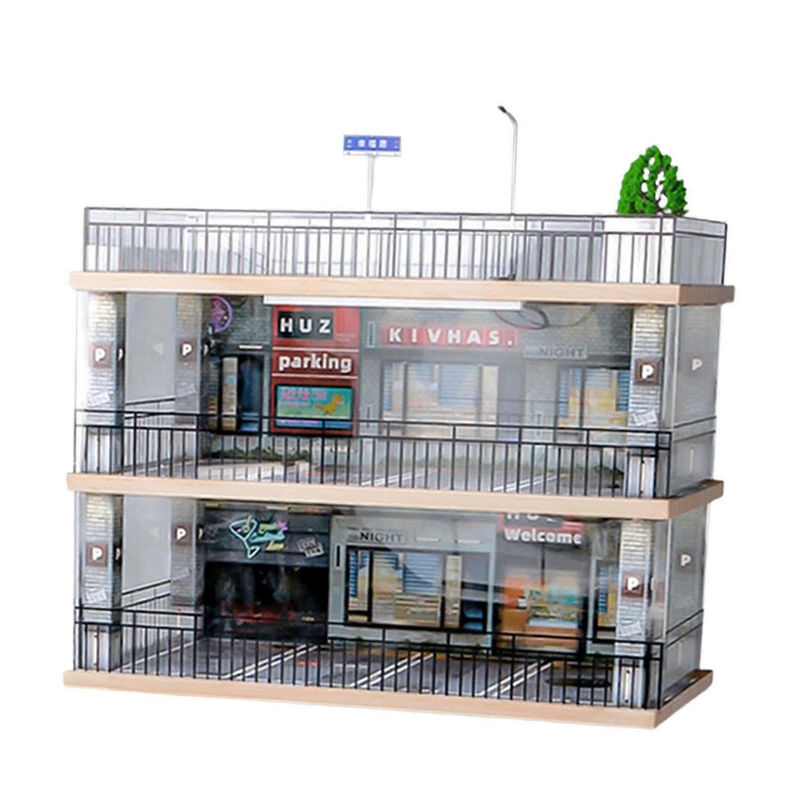 1/32 Diecast Car Display Showcase med parkeringsplats scen för samlare leksaksbilar
