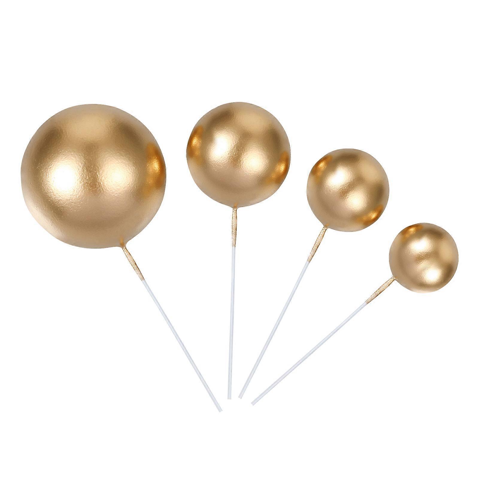 Amosfun 20Pcs Round Ball Cake Topper Cake Inserts Cake Picks Cake Decor for Birthday Wedding