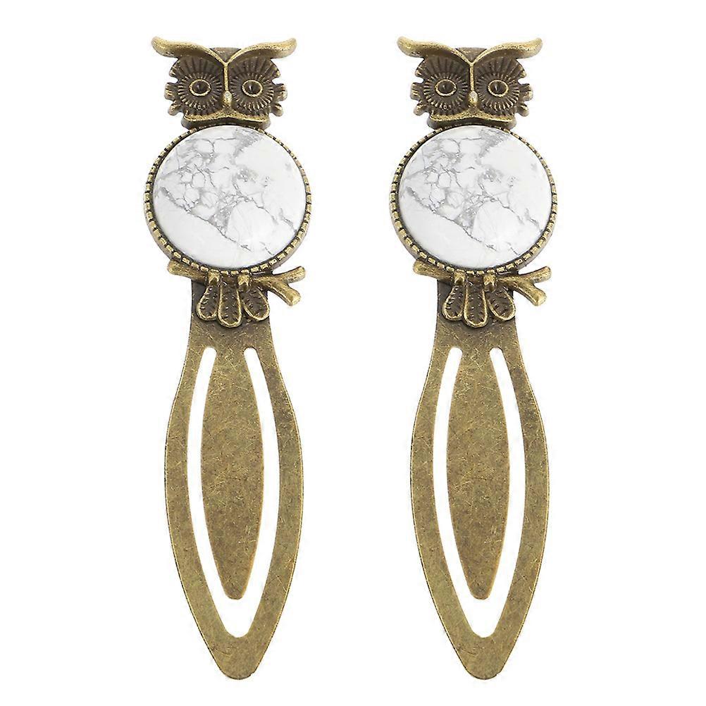 2Pcs Owl Shaped Bookmarks Zinc Alloy Owl Bookmarks Decorative Book Marks Book Decors White