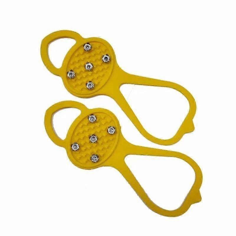 Outdoor sports gourd type five-tooth non-slip crampons shoe cover size M (yellow)