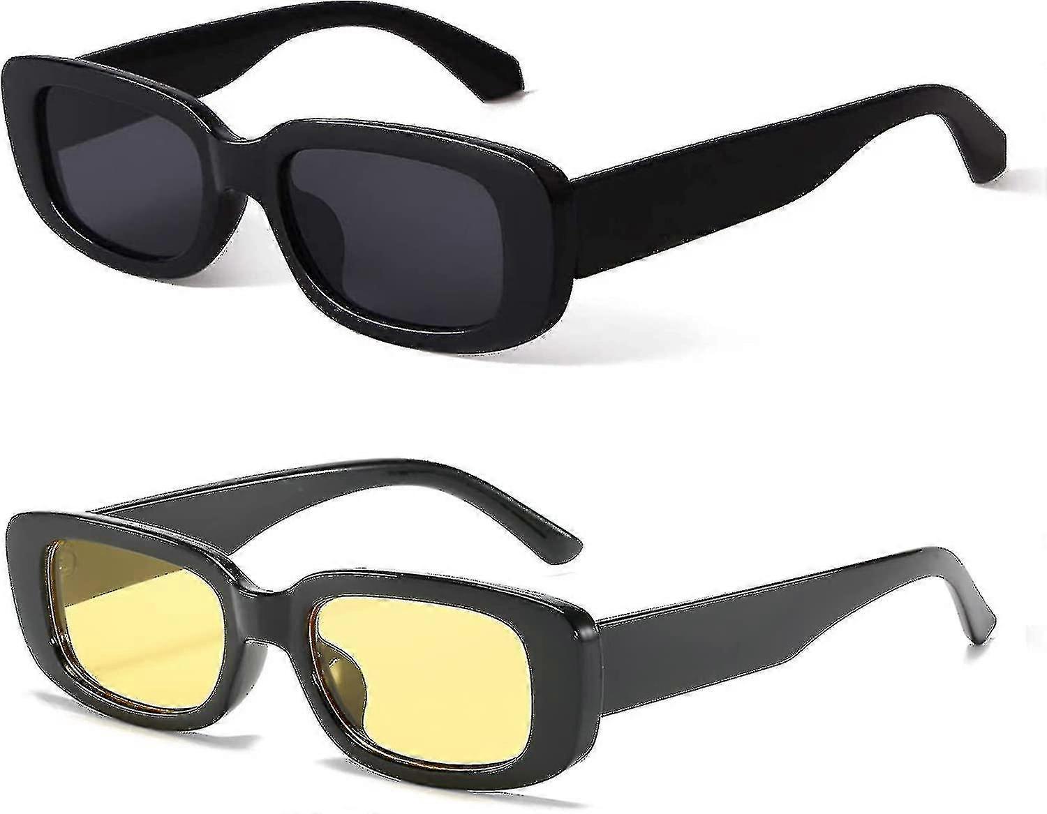 Retângulo Óculos de Sol Compatíveis com Mulheres Retro Driving Glasses 90s Vintage Fashion Narrow Square Frame Uv400 Protection-Good