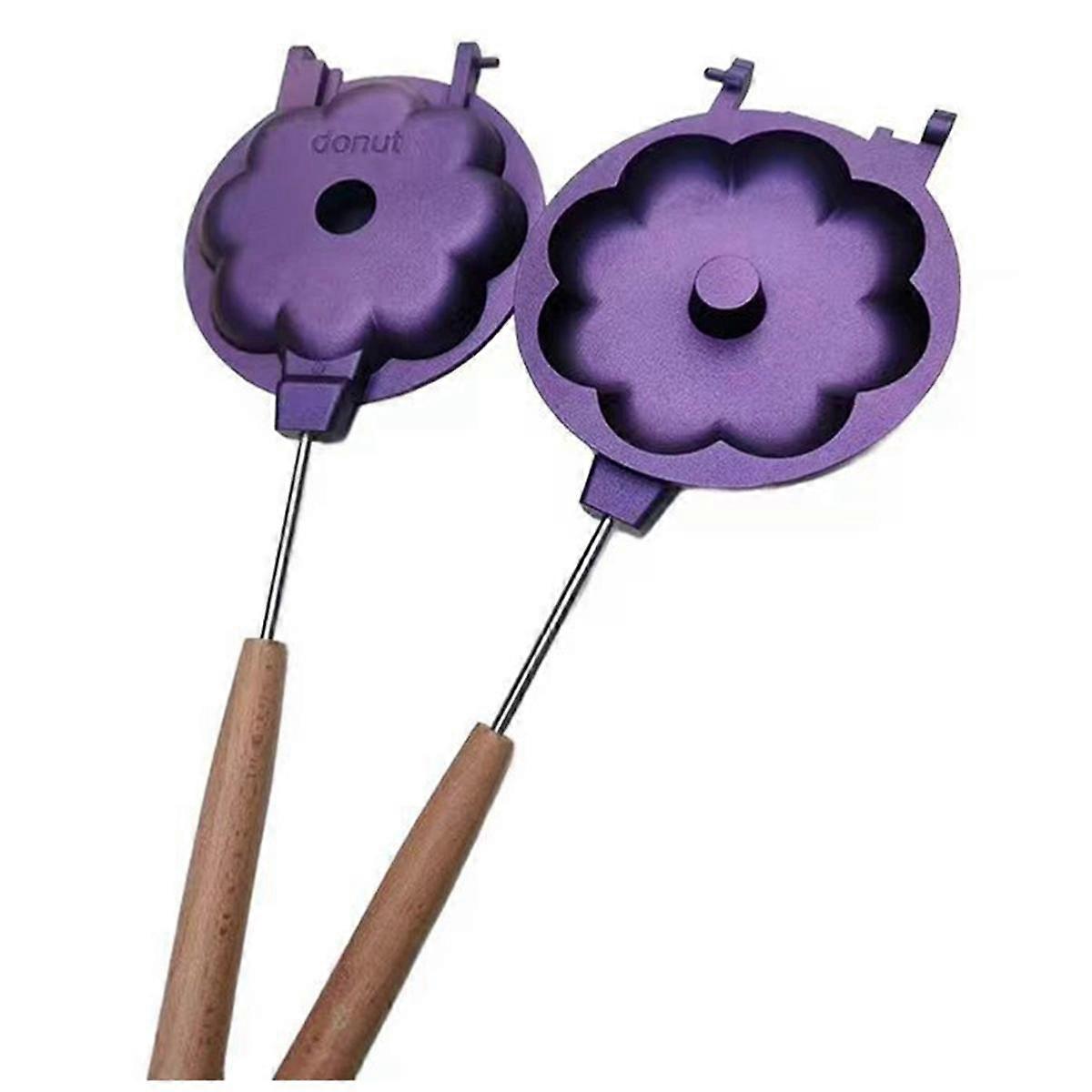 Versatile Non-Stick Aluminum Doughnuts Cake Baking Mold, Sandwich Pan with Removable Handle for Cam