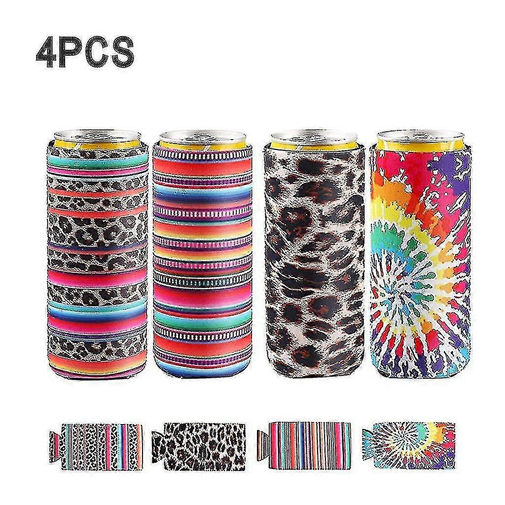 4 Pieces Of Neoprene Thin Beer Can Sleeves, Insulator Beer Can Cooling Cover