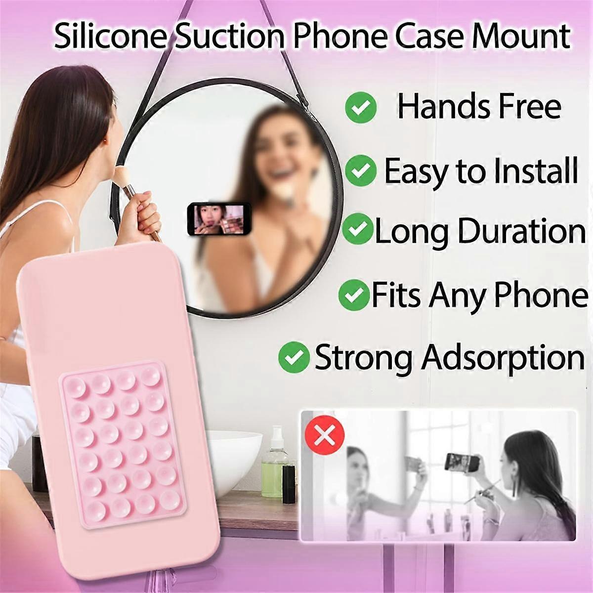 Support de téléphone à ventouse en silicone antidérapant, lot de 24 pièces, support carré à ventouse, mains libres, rose rouge