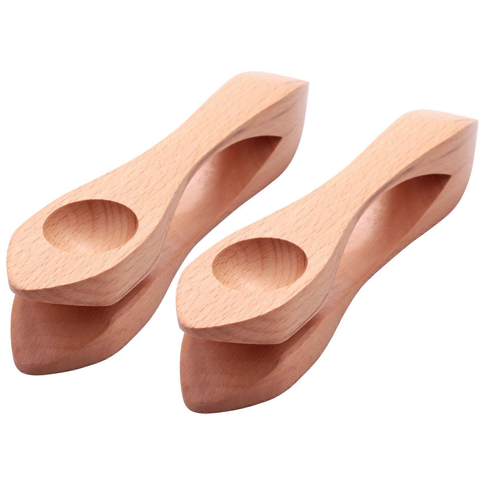 2Pcs Wooden Spoons Folk Percussion Instrument Natural Wood Spoons Percussion Spoons