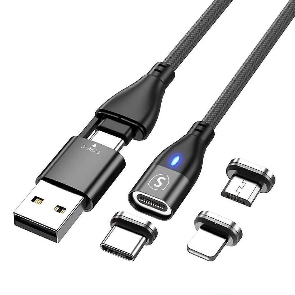 Magnetkabel 3-in-1 USB-C, Lightning, Micro-USB 2.4A, 1m - Schwarz