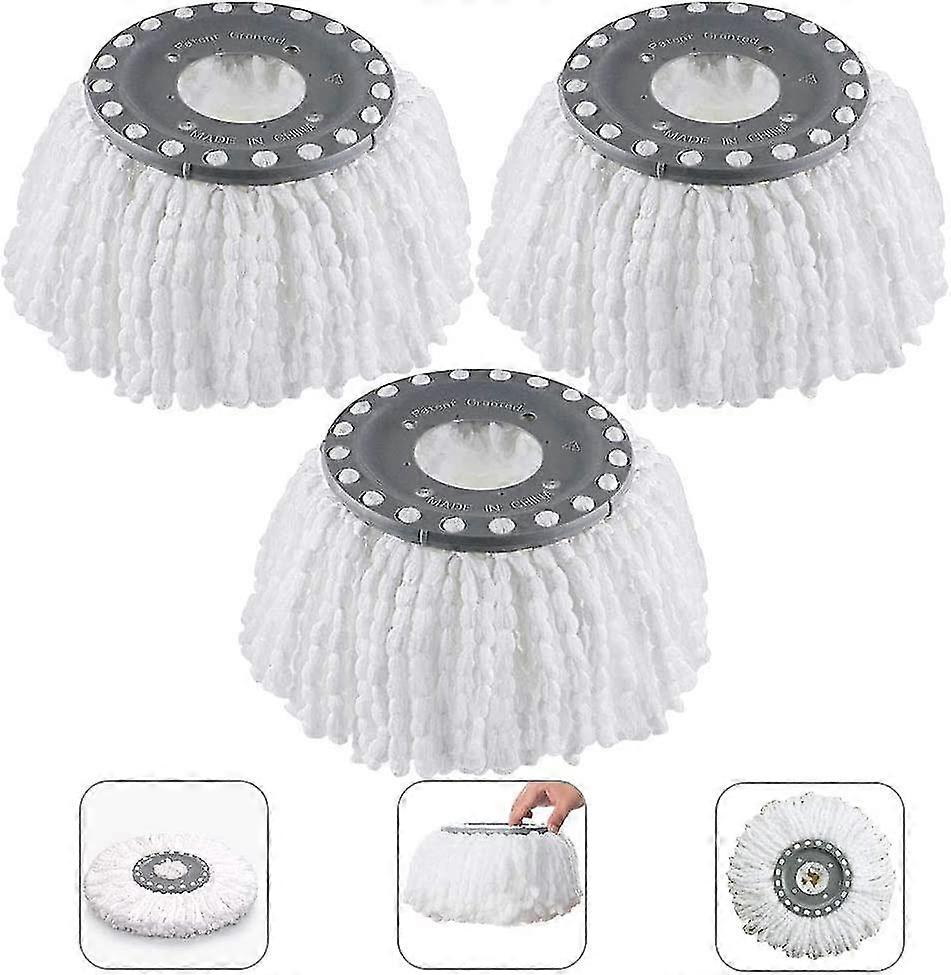 3pcs Microfiber Broom Heads,round Replacement Mop Heads 360 Rotate(diameter16cm)