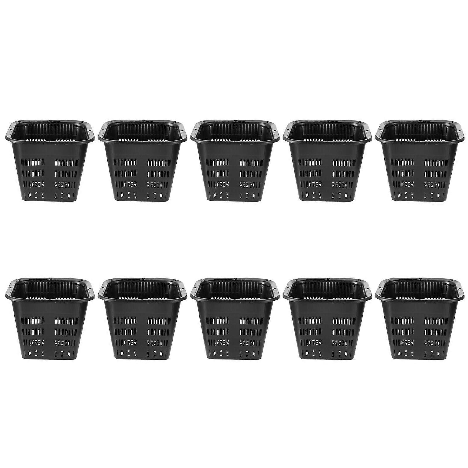 10pcs Thickened Plastic Planting Root Control Baskets Garden Mesh Nets (Black)