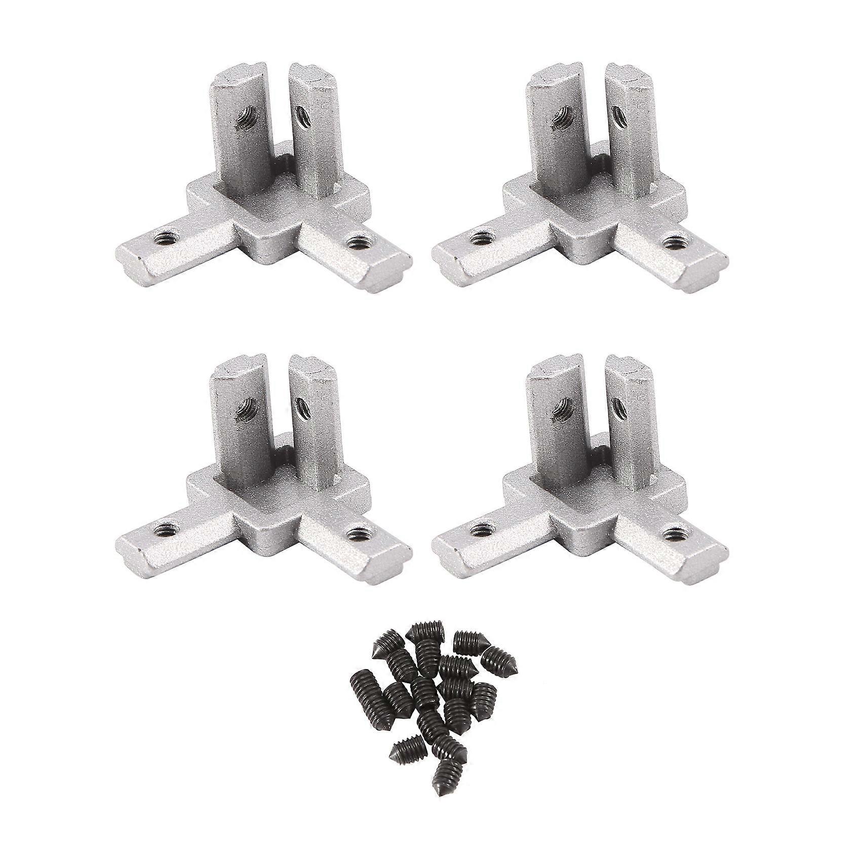 3-Way End Corner Bracket Connector for T slot Aluminum Extrusion Profile 2020 series (Pack of 4, wi