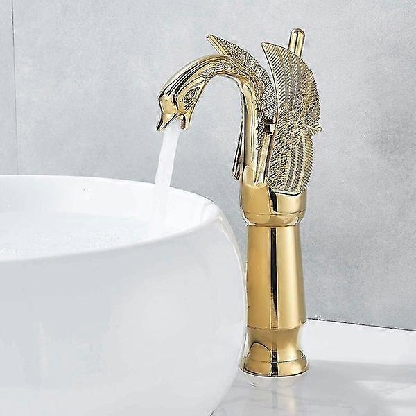 Gold Solid Brass Single Handle Bathroom Basin Faucet