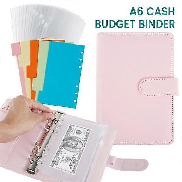 A6 PU Leather 6-Ring Cash Envelope Budget Binder