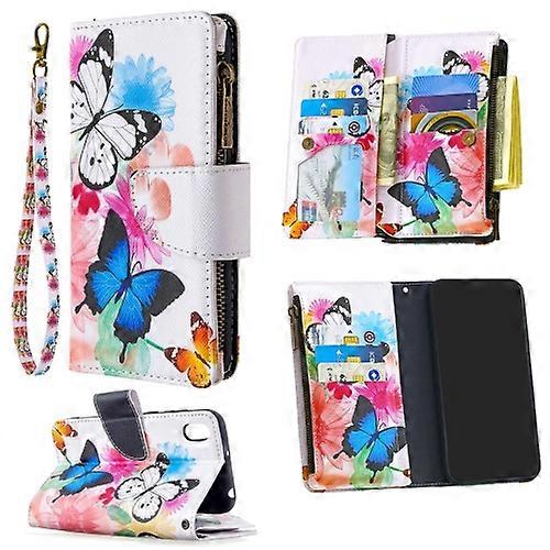 For Huawei Y5 (2019) Colored Drawing Pattern Zipper Horizontal Flip Leather Phone Case