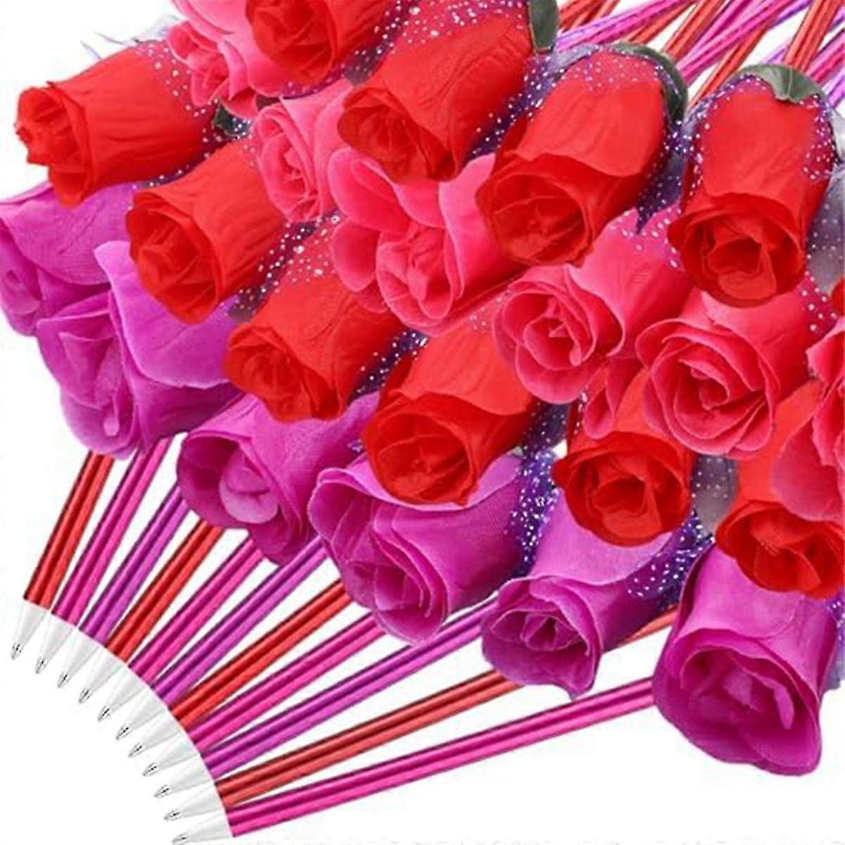 120pcs Valentine's Day Rose Ballpoint Pens Flower Writing Ballpoint Pens Bulk Suitable For Valentine's Day Weddings B