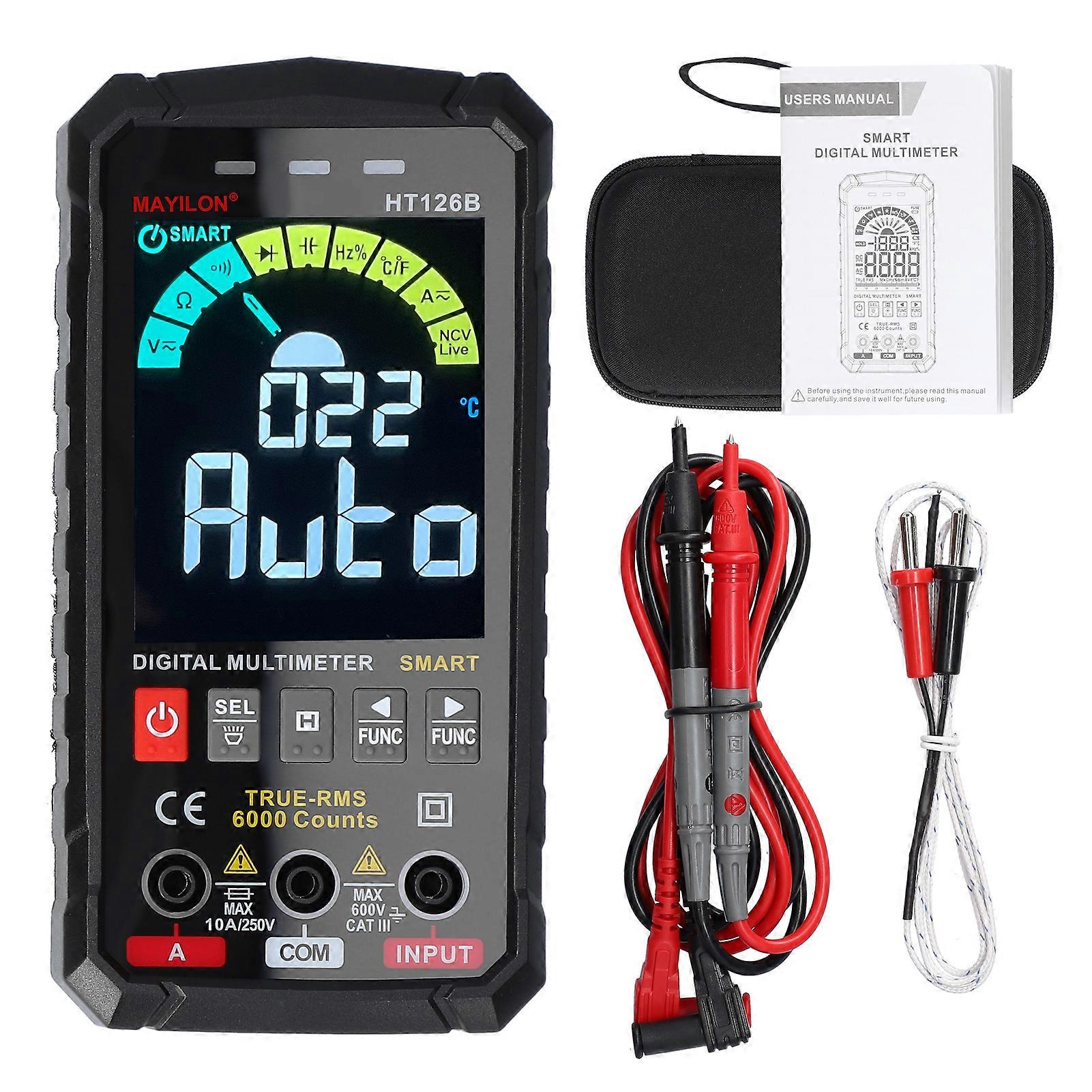 HT126B Digital Multimeter 6000 Counts NCV True RMS Measurement Data Hold Direct Current AC Voltage Current Resistance