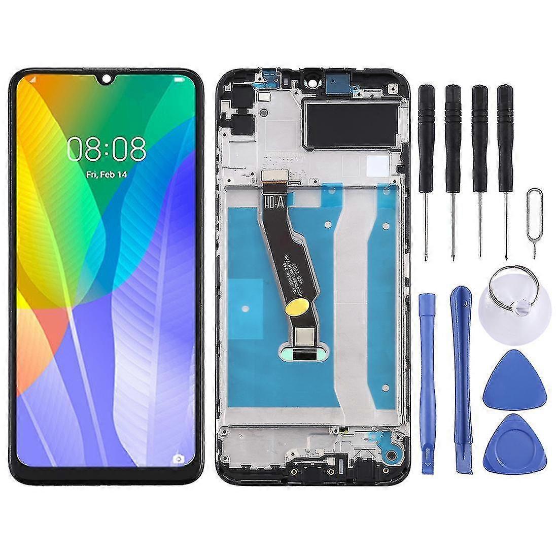 Oem Lcd Screen With Frame compatible with Huawei Y6p  (black)