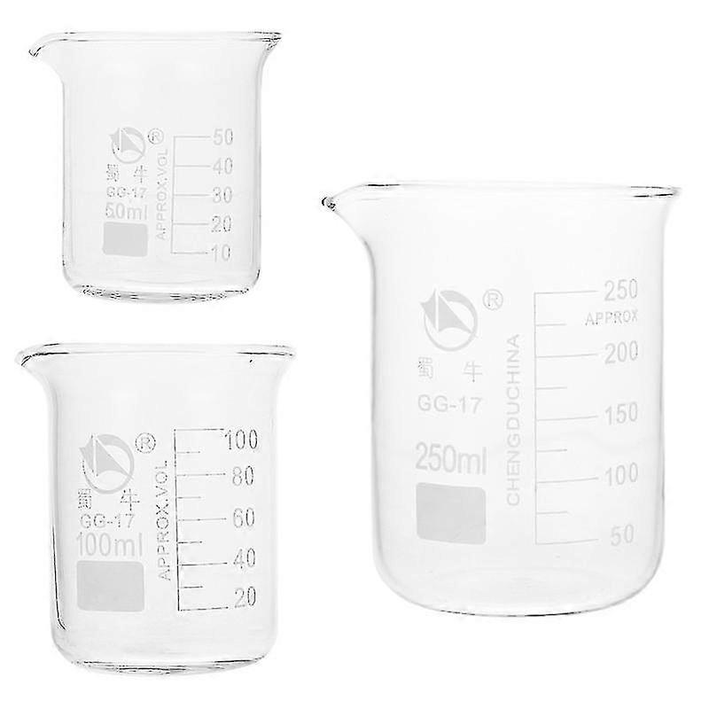 3pcs Graduated Beaker Measuring Glass Beakers Laboratory Glass Beaker With Spouts