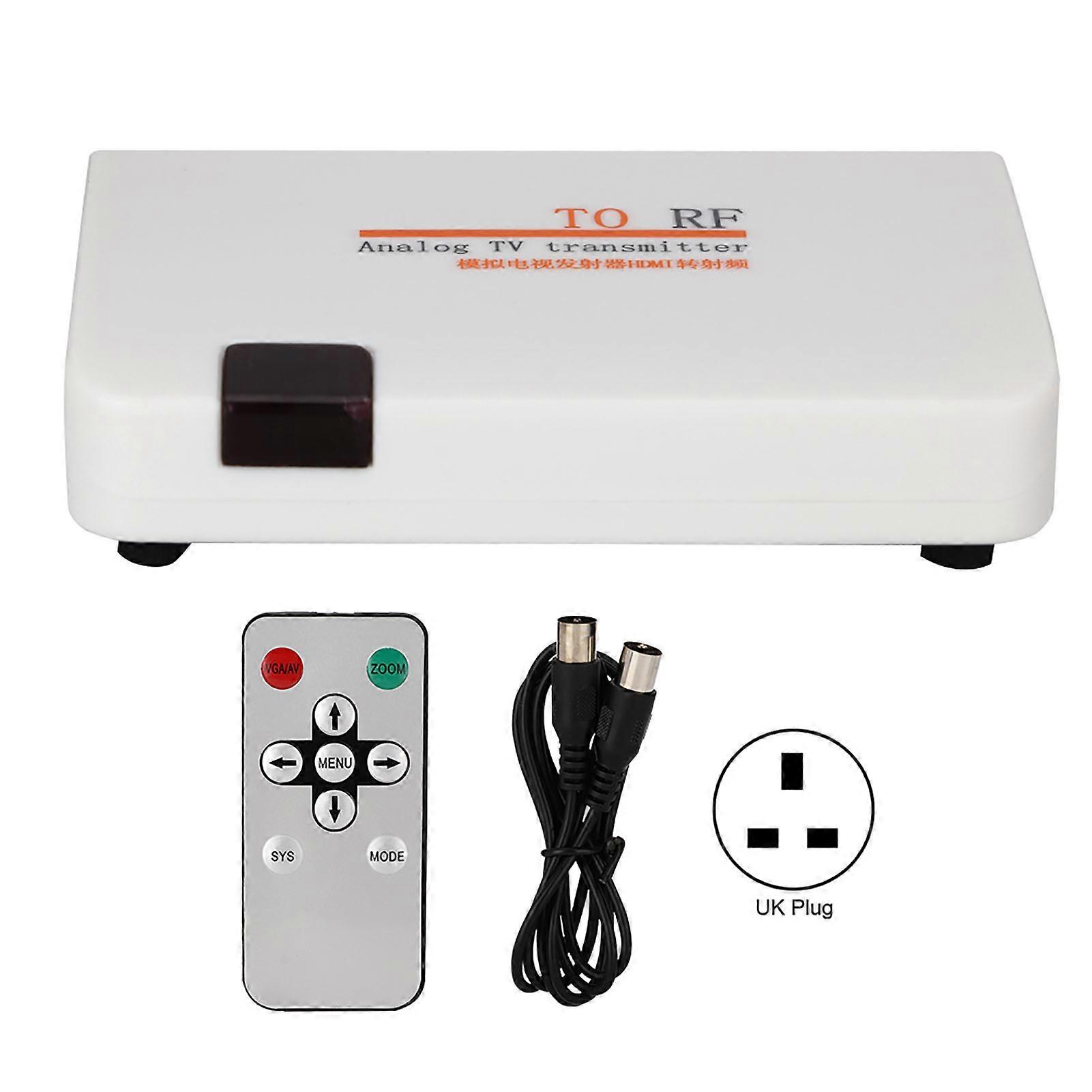 HDMI إلى RF محول متحد المحور محول مربع دعم 480I / 480P / 576I / 576P / 720P / 720I / 1080I / 1080P (100-240V) المملكة المتحدة
