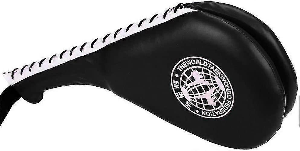 1 Pair Of Taekwondo Double Paddles Leather Kick Paddle For Tae Kwon Do Boxing Karate Training(black)