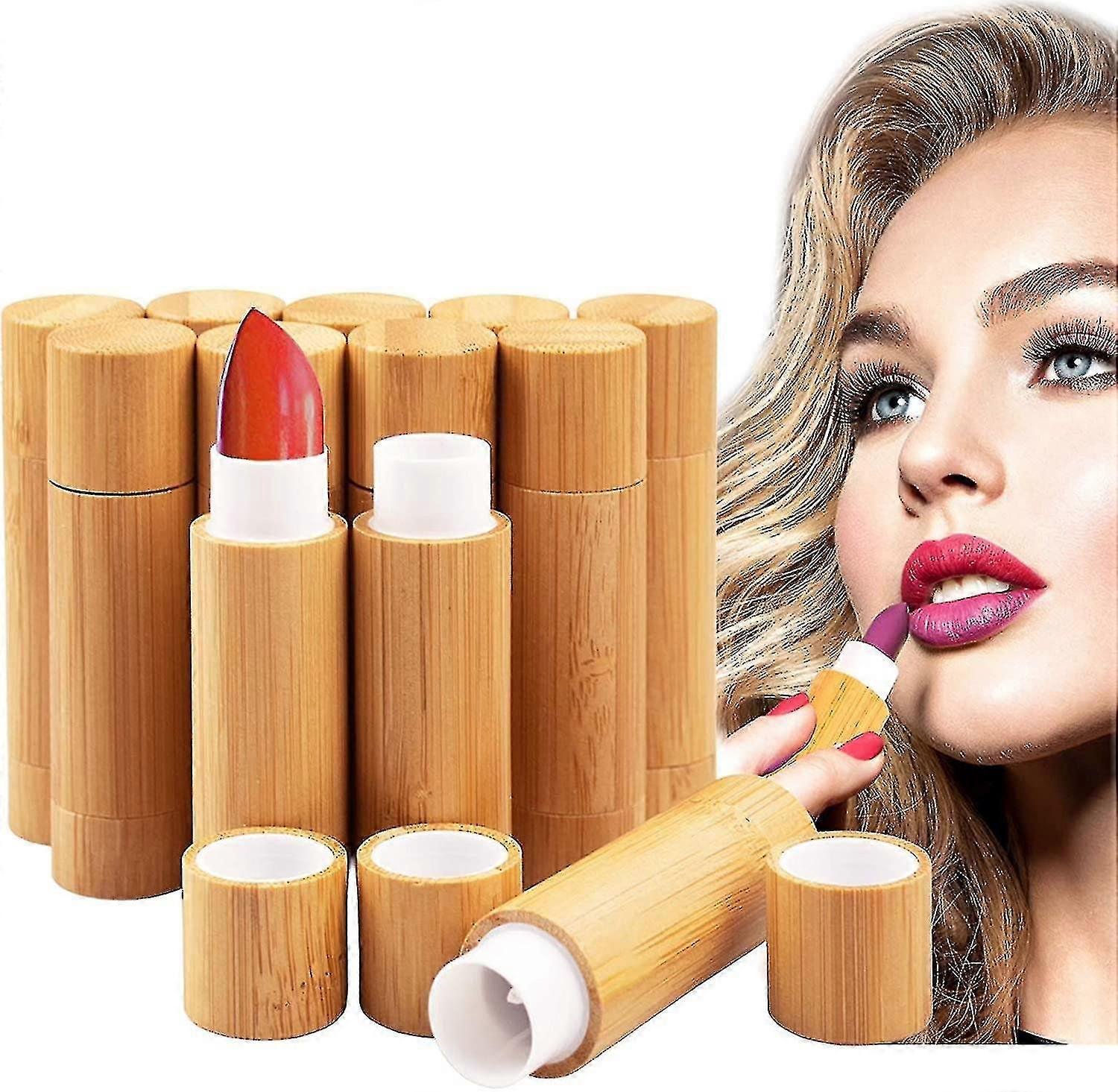 12pcs μπαμπού κενοί σωλήνες κραγιόν, 5.5g επαναγεμιζόμενα δοχεία σωλήνων βάλσαμου χειλιών Diy (yu-b)-xinhan