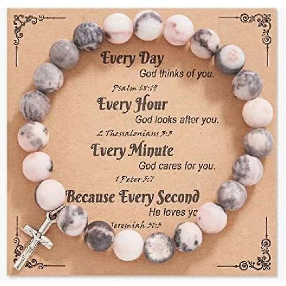 בגדי ריקוד נשים חרוזים צמיד צלב אבן טבעית פסוק התנ"ך צמיד תפילה למתנות תכשיטי דת נוצרית