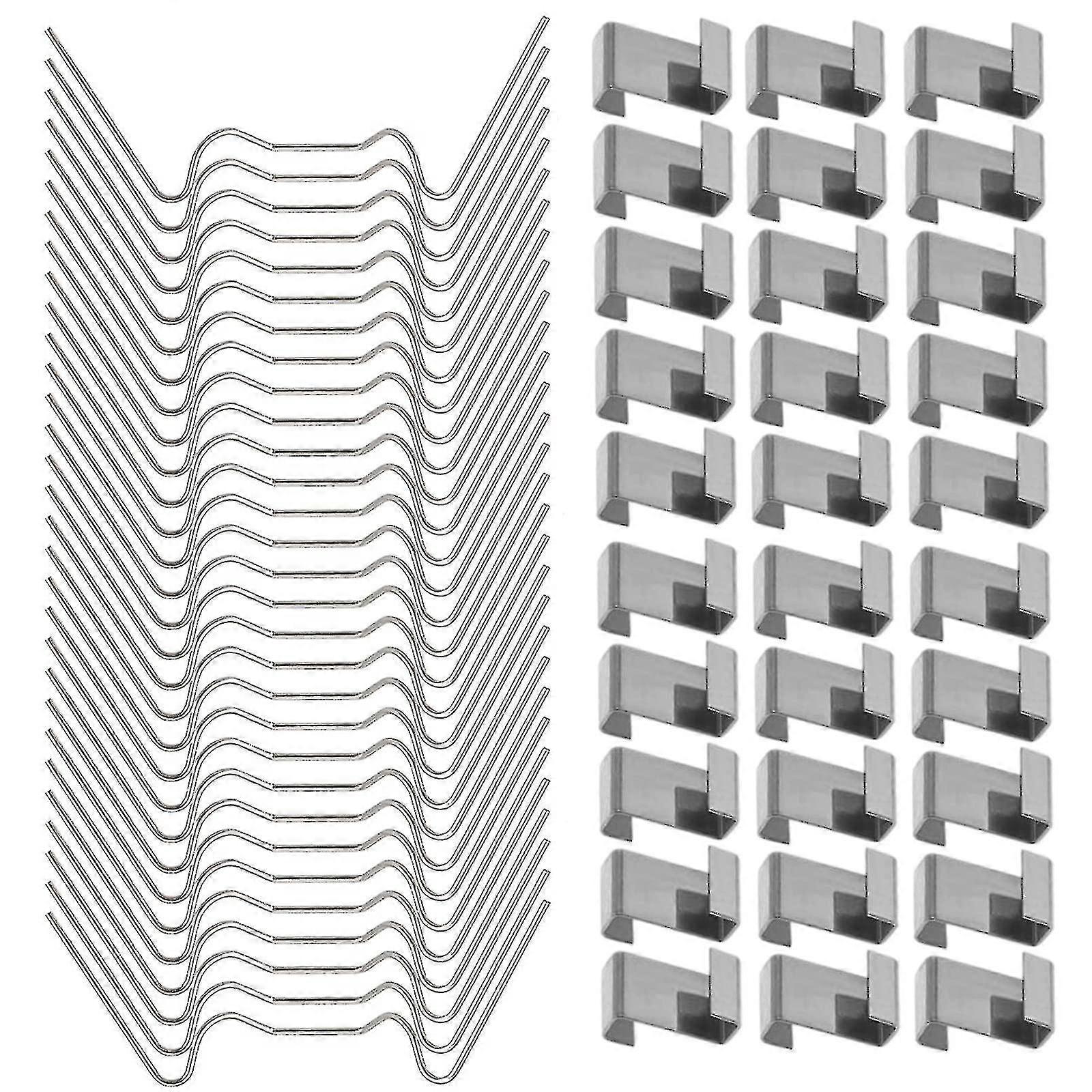 100 جهاز كمبيوتر شخصى الفولاذ المقاوم للصدأ زجاج الدفيئة جزء تثبيت مقاطع (مع 50 الدفيئة الزجاج W سلك كليب و 50 الدفيئة الزجاج Z مقاطع التداخل)