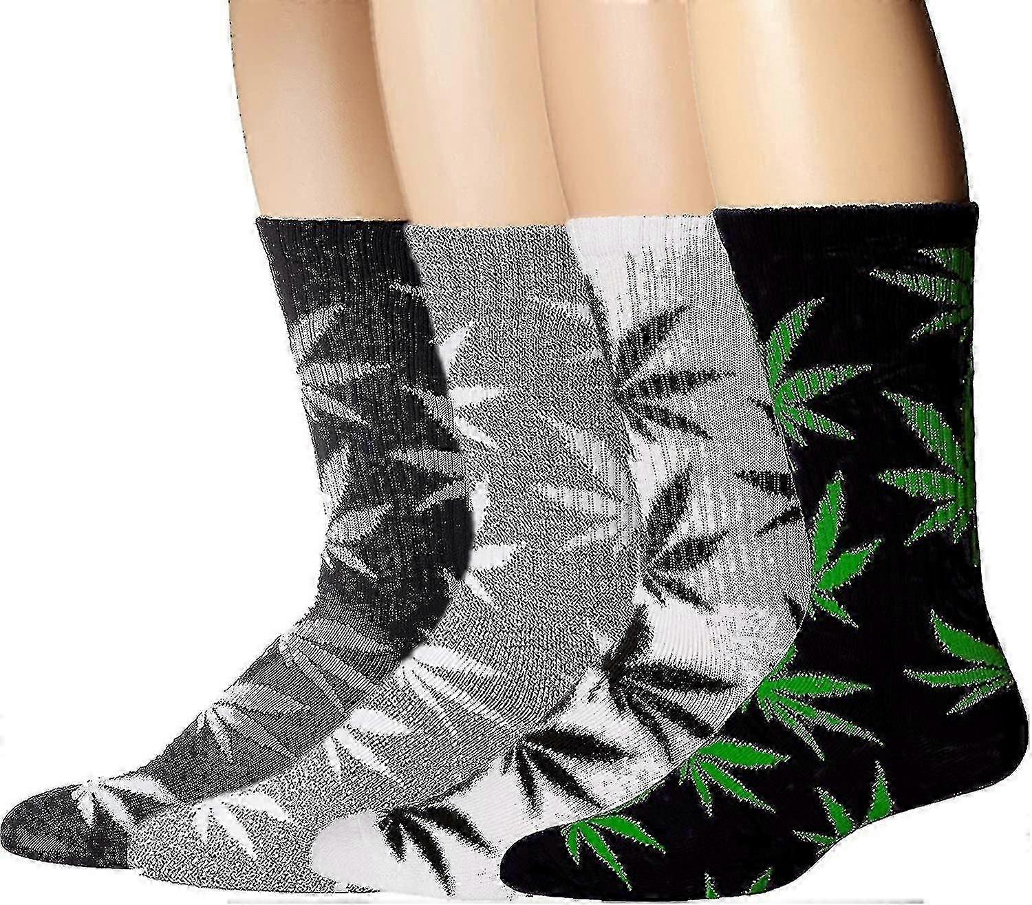 12 Pairs Men Sports Leaf Marijuana Weed Crew Cotton Long Socks