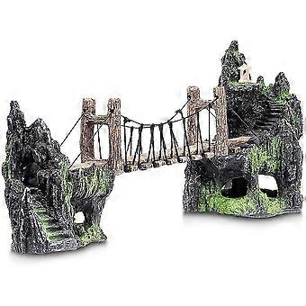 Planet Rope Bridge Mountains Aquarium Fish Tank Ornament Decoration Large 41cm