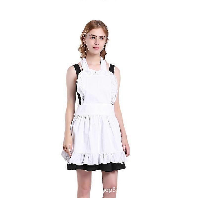 Retro Adjustable Ruffle Apron With Pockets, Cotton Princess Apron