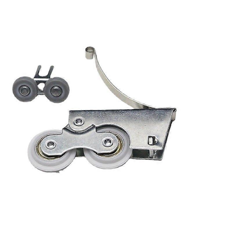 Silent stainless steel/titanium alloy pulley with two rollers for sliding wardrobe door