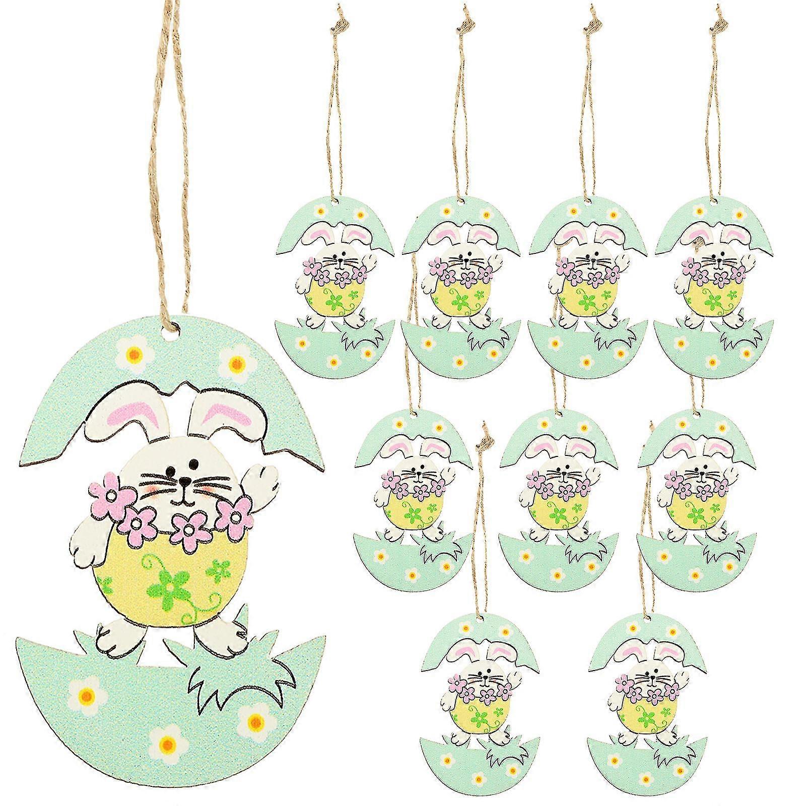 10pcs Easter-themed Egg Pendants Easter Egg Hanging Decor Window Hanging Board-c