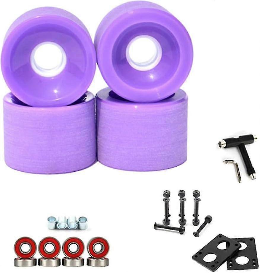 Surf Skateboard Wheels 4Pcs Low Noise WearResisting Road Field Skating with Tool and Gaskets Green 70x51mm