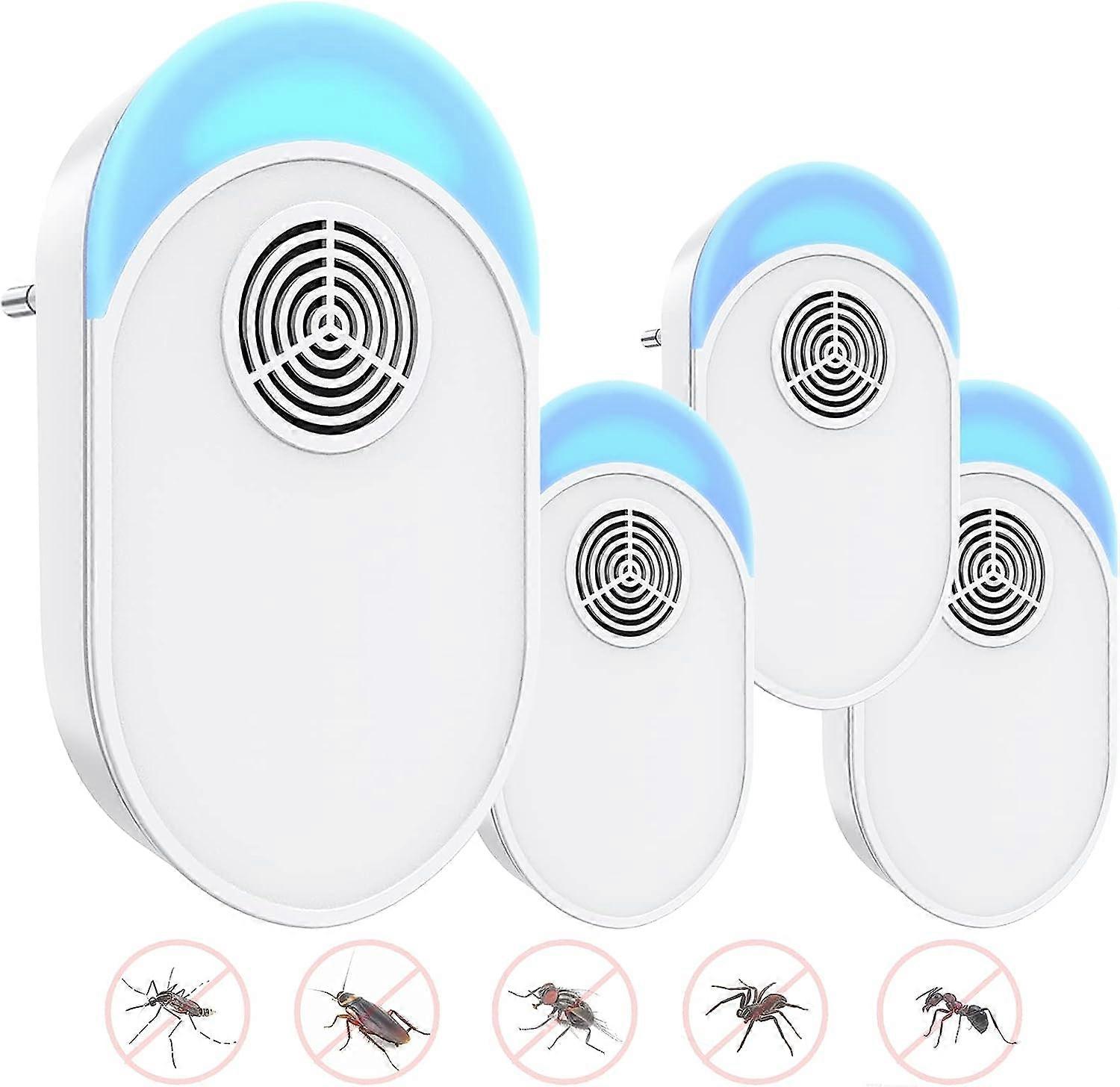 Dww Ultrasonic Mosquito Repellent Plug-in, Ultrasonic Mouse and Fly Repellent 4 Pack, Effective Mouse Repellent Device to Repel Rats, Spiders, Mosquit