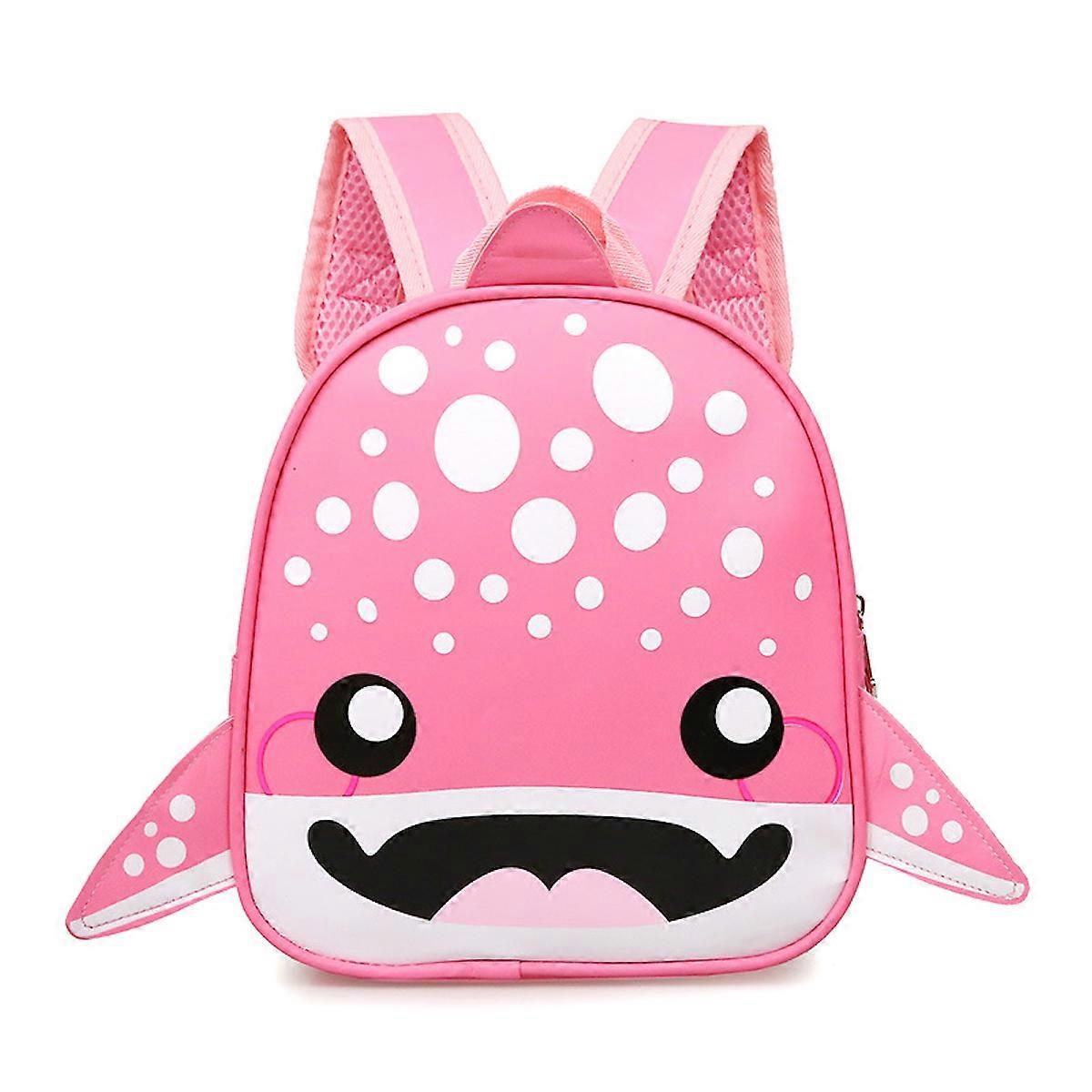 サメバックパック漫画幼児就学前バッグ軽量ピンクトラベルバッグ