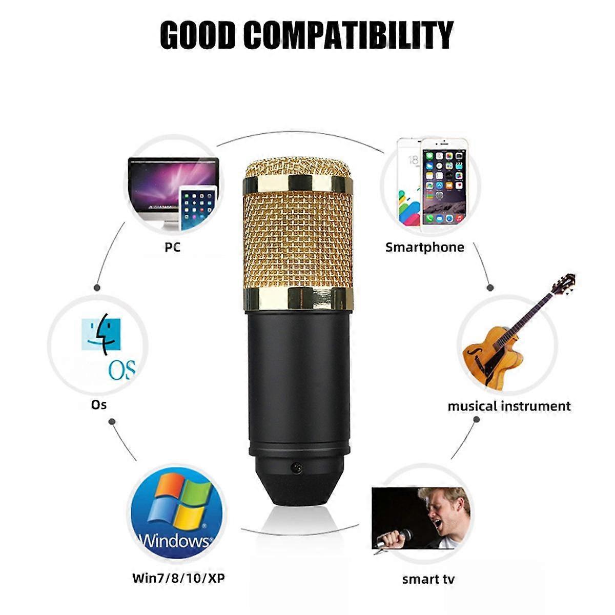 Upgraded Bm-800 Usb Condenser Microphone Bm800 Usb Studio Mic for Computer Recording Karaoke Pc Gold