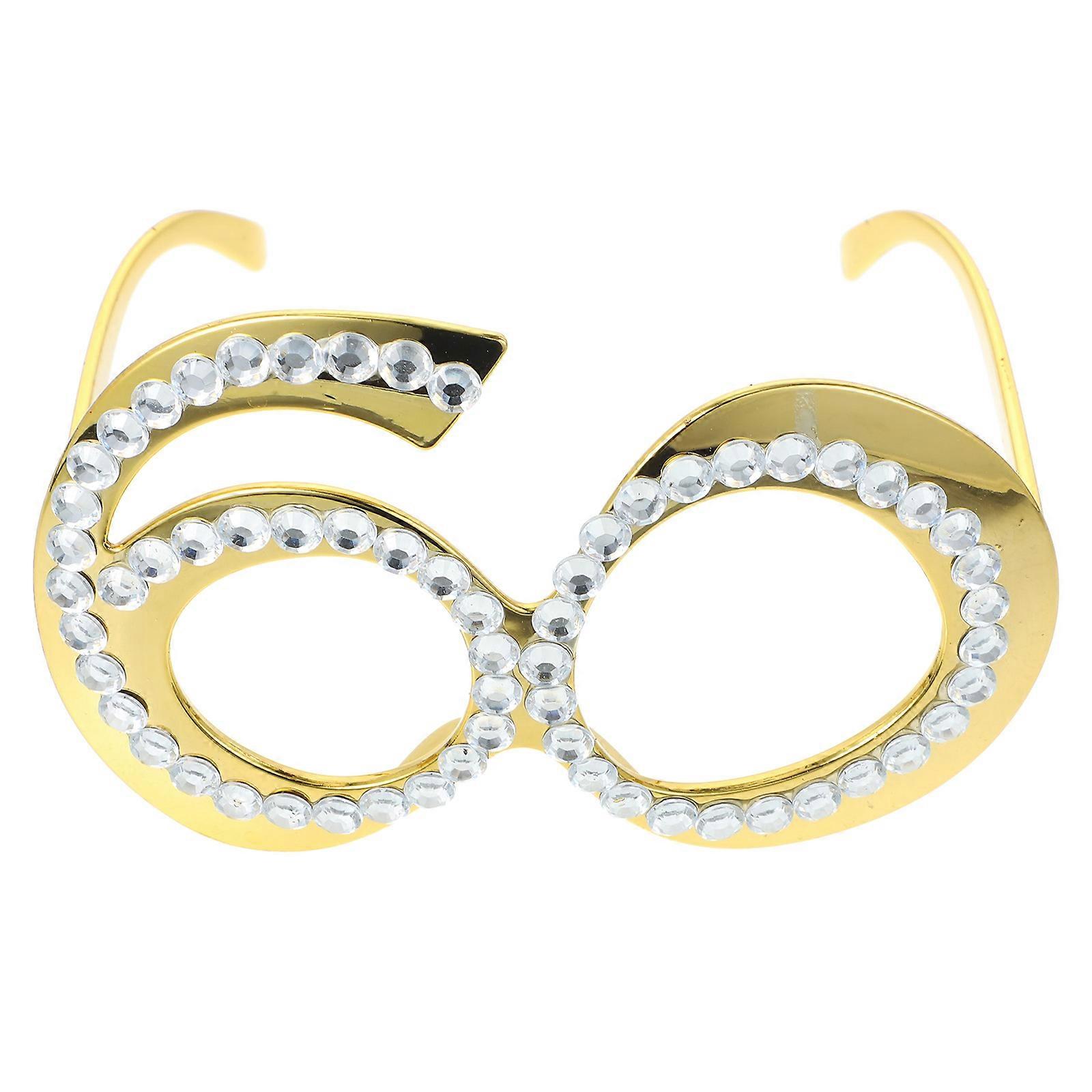 1 Pair of Rhinestone Birthday Eyeglasses 60th Birthday Party Eyewear Photo Booth Prop Party Supplies
